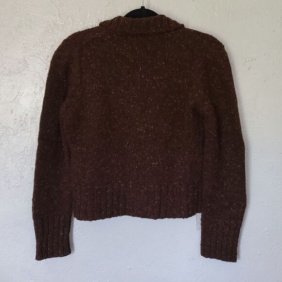 Peruvian Connection Alpaca Wool Blend Button Down Mock Neck Sweater in Brown - Picture 7 of 14